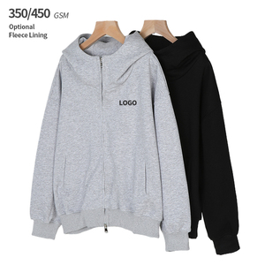 Sweat à capuche d'hiver unisexe à double fermeture éclair, col montant, style streetwear, avec doublure polaire en option (350 GSM ou 450 GSM), personnalisable OEM - Product Image 1