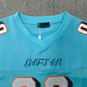 Custom Boxy Fit Football Jersey Streetwear Rhinestone Tshirt Retro American Boxy Football Jersey Hip Hop Rugby Jersey - Product Image 4