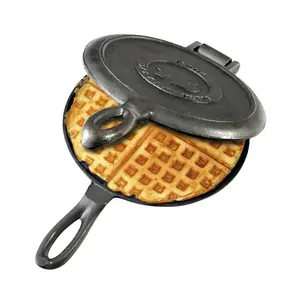Yapışmaz taşınabilir dökme demir gözleme Waffle makinesi çift taraflı kızartma tavası