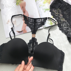 Dây miễn phí Áo ngực cho phụ nữ phía trước mở khóa đóng cửa sexy Ladies ren áo ngực cộng với kích thước không dây <span class=keywords><strong>Pushup</strong></span> nửa <span class=keywords><strong>Cup</strong></span> áo ngực weiyesi - Product Image 2