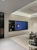 Meuble TV Art Déco Crème avec Étagères Ouvertes, Tiroirs et Console Multimédia Flottante, Meubles de Salon OEM ODM