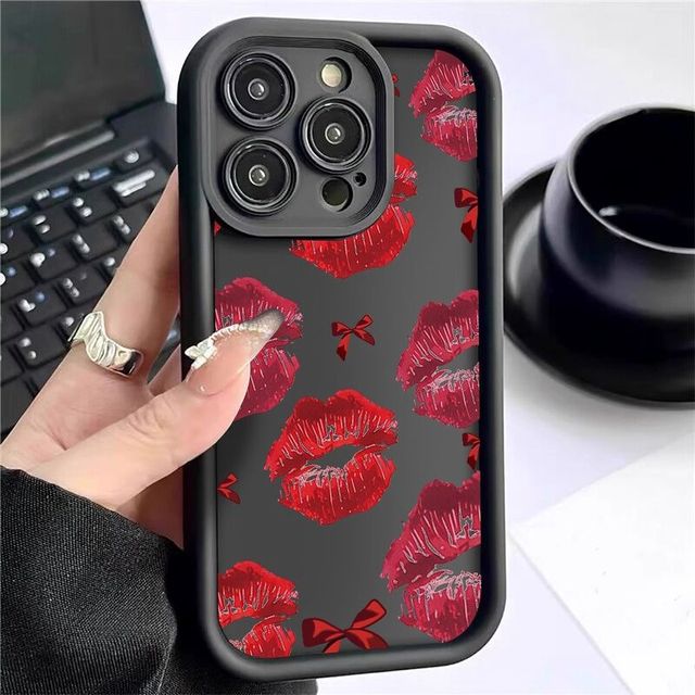New Red Lipstick Lip Printing Shockproof Mobile Phone Cases for Iphone 17 Air 16 Plus Pro Max 15 14 13 12 11 X Back Cover Custom