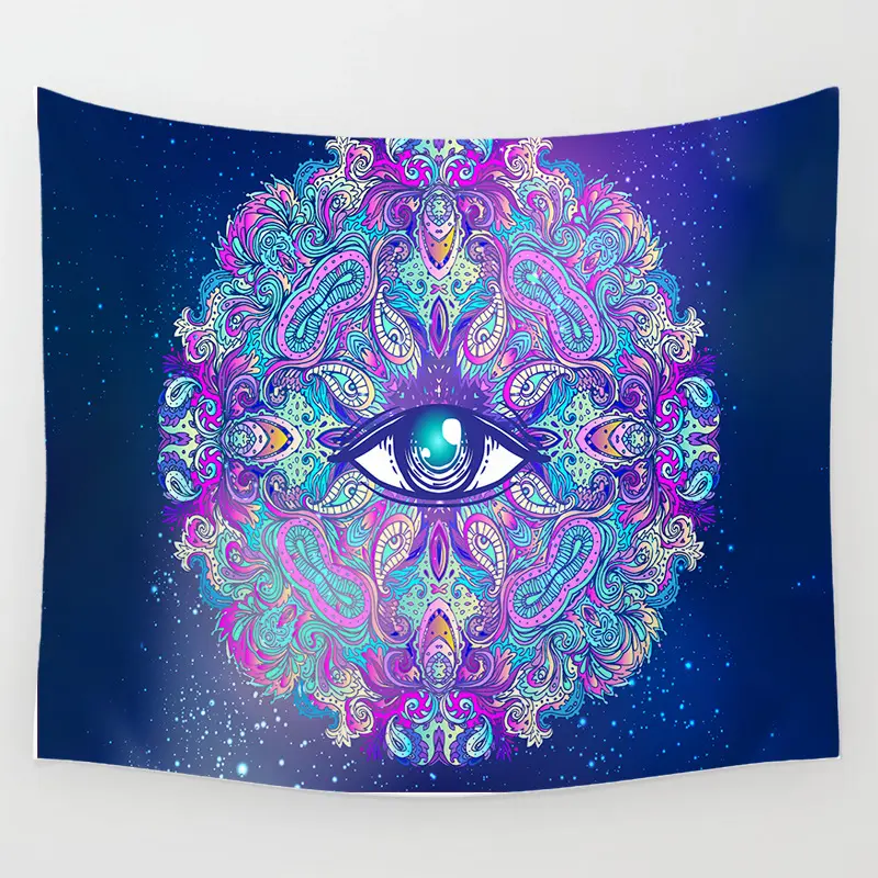 Factory custom sizes space trippy blacklight tarot psychedelic anime hoodie mountain mandala wall hanging woven tapestry