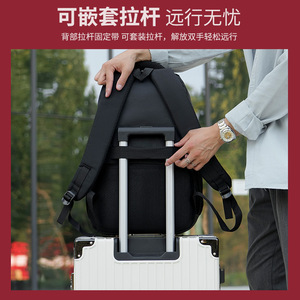 Men's Oxford Cloth <b>Backpack</b> Gray 20-35L <b>Large</b> Capacity Business Travel Computer Bag - Product Image 3