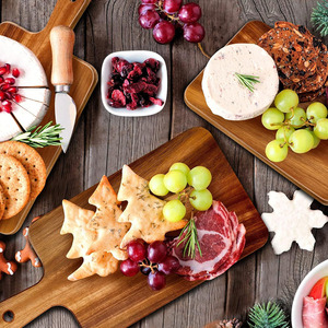 <span class=keywords><strong>Planche</strong></span> à découper en bois en vente chaude, 40x20cm, en bois d'acacia, pour servir, planches à découper de cuisine pour les jours de Thanksgiving, Noël - Product Image 2