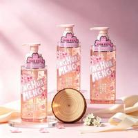 Gel douche parfumé aux pétales de cerisier, hydratant, avec logo personnalisé, designs OEM.