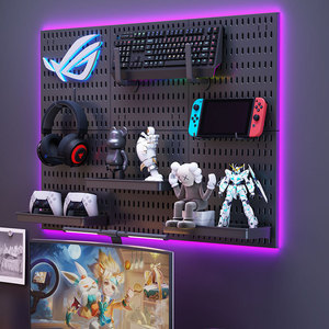Pegboard Storage Rack Single Layer No Drill Installation For Game Console Equipment Display - Product Image 1