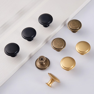 Round Cabinet <b>Knob</b> Iron Zinc Alloy 27mm Minimalist Design For Drawer Furniture Handle <b>Black</b> Bronze Gold - Product Image 3