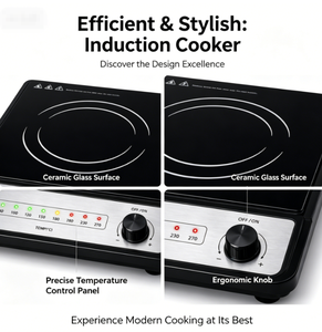 Table de cuisson à <span class=keywords><strong>induction</strong></span> 1400W haut de gamme avec bouton de commande, indicateur de température LED et verrouillage de sécurité, idéale pour les cadeaux d'entreprise et les offres promotionnelles - Product Image 2