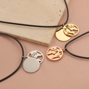 Collier circulaire géométrique avec <span class=keywords><strong>carte</strong></span> du <span class=keywords><strong>monde</strong></span> ajourée, chaîne de clavicule, bijoux pour hommes et femmes - Product Image 3