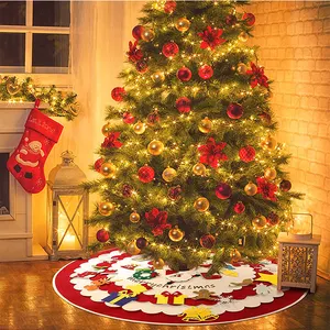 큰 Xma 트리 칼라 매트 앞치마 기본 패드 부드러운 펠트 패브릭 라운드 크리스마스 트리 스커트 크리스마스 파티 장식