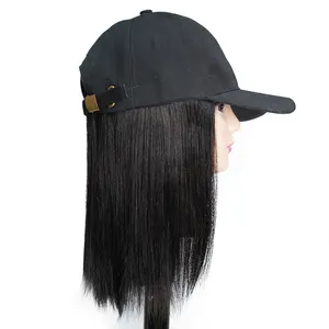 棒球帽头发直发发型可调假发帽子附加长丝头饰头发批发