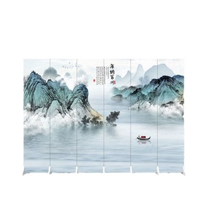 Chinese Style Folding Screen Partition Wall 6 Panel <b>Room</b> <b>Divider</b> With Landscape Painting For Living <b>Room</b> Office Decor - Product Image 3