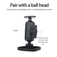 Base de montage à double bras avec rotule de 1,5 pouce, support rotatif à 360 degrés en plastique pour téléphone et ordinateur