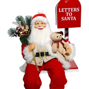 Adorno Navideño de Santa Claus Ecológico con Luz y Música, Diseño Nuevo de 24~36 Pulgadas, Rojo, para Buzón, Control Acústico - Product Image 1