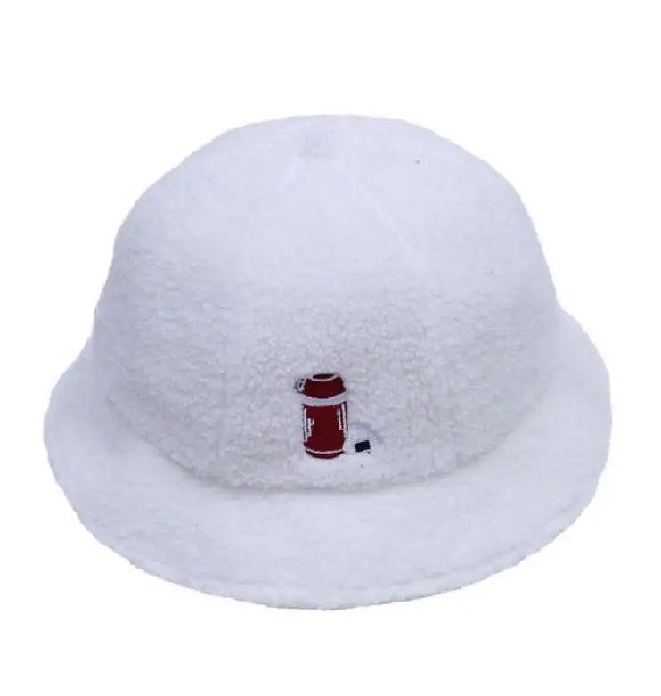 Custom white wool bucket hat with logo embroidery winter hats for women