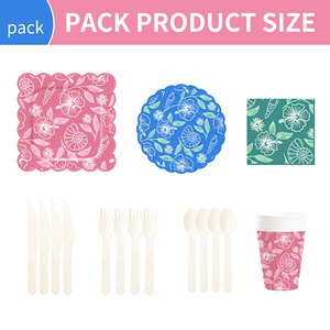 DAMAI Flower Animal Theme Tableware Set <b>Table</b> Set Paper Plates Party Paper Cups Napkins with Floral Disposable for Wedding Party - Product Image 6