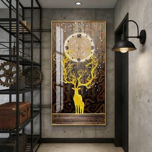Reloj de Pared con Diseño Minimalista Moderno, Impresión HD Personalizada de Fábrica, Arte de Pared con Diseño de Ciervo, Pintura en Porcelana de Cristal Impresa con LED, Decoración para el Hogar - Product Image 1