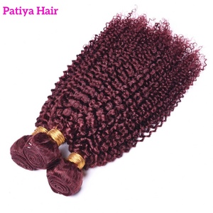 MOQ 1 pièce, Mèches de cheveux humains indiens bouclés couleur 99J Rouge Bourgogne, Grade 12A, Cuticules alignées, Boucles profondes indiennes - Product Image 5
