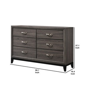 Modern Style Solid Oak Wood Dresser with <b>6</b> <b>Drawers</b> Eco-Friendly & Durable Foldable Metal Pulls in Gray and Black - Product Image 4