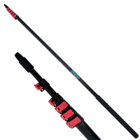 Perche télescopique améliorée avec verrous à rivets métalliques rouges pour brosses standard – Perche de nettoyage économique pour les tâches extérieures