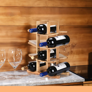 Solid Wood Wine <b>Rack</b> 3 Tier Countertop Storage Display <b>Rack</b> For <b>Kitchen</b> Living Room - Product Image 1