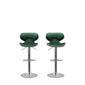 Juego de 2 taburetes de bar giratorios ajustables Db Masaccio Green Velvet, base cromada, diseño contemporáneo - Product Image 1