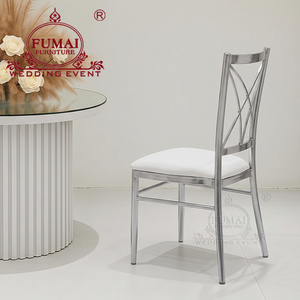 Stainless Steel Cross Back Hotel <b>Chair</b> with White Foam Cushion Modern Design Indoor Commercial Furniture - Product Image 4