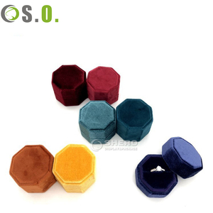 Octagonal Velvet Jewelry Gift <b>Box</b> Set Wholesale Available in Multi Colors for <b>Ring</b> Necklace Display and Storage in Retail Stores - Product Image 3