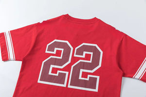 T-<span class=keywords><strong>shirt</strong></span> décontracté en jersey de football américain en coton mélangé pour garçon, maille à séchage rapide, manches courtes, coupe ample, motif de lettres, sérigraphie - Product Image 2