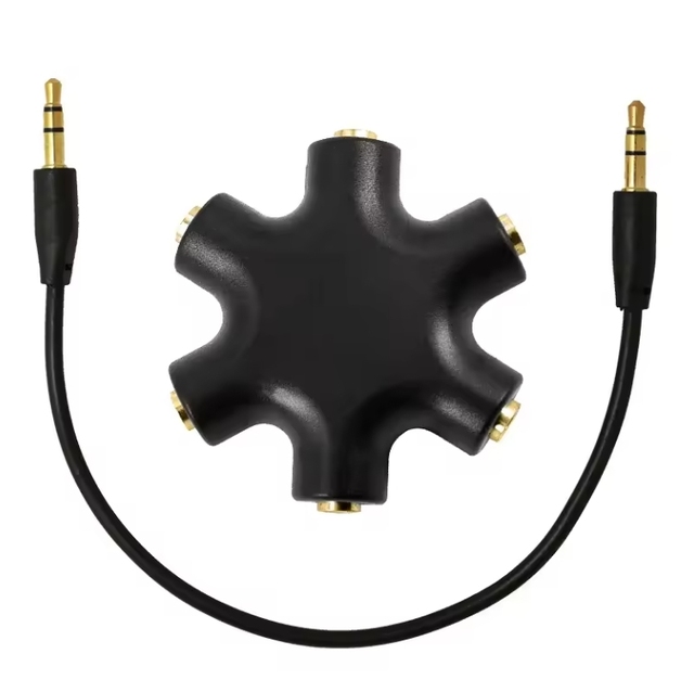 Shenzhen Manoson Colorful Superior Quality Hot Selling Smart 3.5mm Headphone 5 in 1 Audio Splitter with Audio Cable