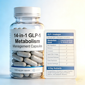 อาหารเสริม GLP-1 สูตร 14:1 สำหรับผู้ใหญ่ บำรุงสุขภาพลำไส้ ช่วยเรื่องการเผาผลาญ ประกอบด้วย เบอร์เบอรีน อบเชยซีลอน น้ำส้มสายชูหมัก โสม ปราศจากกลูเตน เหมาะสำหรับผู้ทานมังสวิรัติ - Product Image 2