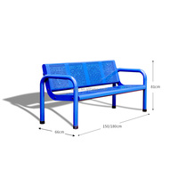 Banc en métal moderne pour salle de sport, terrain de tennis, parc, utilisation publique, sièges de parc, mobilier de rue extérieur, dossier, accoudoirs