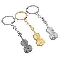 Vente en gros usine : Porte-clés en alliage de zinc, motifs guitare et violon rétro, pendentifs décoratifs pour bijoux, style moderne minimaliste, pour le marché international