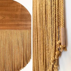 <span class=keywords><strong>Tapiz</strong></span> redondo bohemio, arte de hilo, pared grande escandinava, decoración de pared Bohemia, arte colgante de pared de madera grande, cuerda redonda, diseño beige - Product Image 6