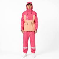 Ensemble imperméable en nylon PU pour l'extérieur, veste anorak à capuche et pantalon bicolores avec bandes réfléchissantes pour hommes et femmes, idéal pour la moto