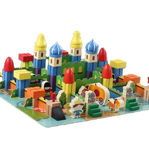 Bloques de Construcción de Madera Personalizados para Bebés, 178 Piezas, Castillo, Juego de Bloques Encajables, Regalo Educativo, Juguetes de Construcción de Ciudades para Niños y Niñas - Product Image 1