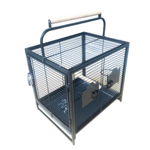 Toptan katı desen ferforje Metal evcil hayvan taşıyıcı küçük hayvanlar seyahat kafes kuşlar papağan tavşan seyahat ev kolu ile - Product Image 6
