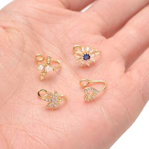 เครื่องประดับจมูกแบบหนีบ ไม่ลอกสี สแตนเลส รูปหัวใจ ดาว ประดับเพชรซิร์คอน ปลอม ไม่ต้องเจาะ น่ารัก สีทอง สำหรับผู้หญิง - Product Image 3