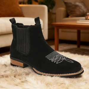 <span class=keywords><strong>Bottes</strong></span> de cowboy unisexes confortables à enfiler avec fermeture éclair, talon épais, bout pointu, <span class=keywords><strong>bottes</strong></span> de cowboy western pour hommes, <span class=keywords><strong>bottes</strong></span> de soirée à la cheville - Product Image 6