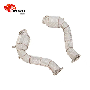 Downpipe in acciaio inossidabile con scudo termico per <span class=keywords><strong>Cayenne</strong></span> <span class=keywords><strong>S</strong></span> 3.6L V6 <span class=keywords><strong>Turbo</strong></span> migliora il flusso di scarico e il suono - Product Image 1