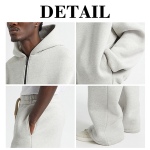 KIingSen High Quality Winter Half Zip Oversized Streetwear Hoodie Pants <b>Set</b> Breathable Baggy Cotton/Polyester <b>Knitted</b> 400g - Product Image 6