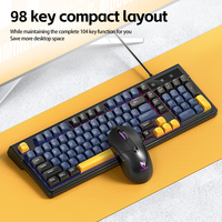 Clavier et souris filaires T-WOLF TF330 pour jeux, clavier rétroéclairé LED 98 touches, souris 6D 7200 DPI, ensemble de jeu pour ordinateur de bureau