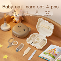 Kit de soins des ongles pour bébé en forme d'ours, 4 pièces, sans BPA, 0-24 mois, coupe-ongles, lime, ciseaux de sécurité avec étui pour nouveau-nés
