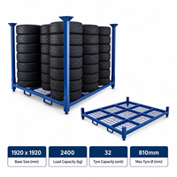 Étagère à pneus empilable en acier Q235 JX Professional, robuste, pliable, avec revêtement en poudre, pour utilisation en entrepôt