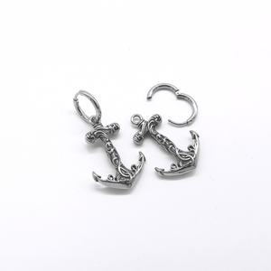 Pendientes de aro para hombre, de acero inoxidable 316L, hipoalergénicos, con dije de ancla de filigrana vintage, estilo náutico, punk, gótico, para hombre. - Product Image 3