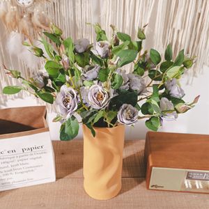 Roses artificielles CallaFloral, branche unique, gris et violet foncé, pour la décoration intérieure, bouquets, décorations d'allée - Product Image 2