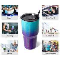 Mug de voyage isotherme à double paroi en acier inoxydable 30 oz, durable et écologique, résistant au froid, pour le camping