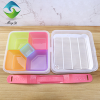 Boîte à bento en plastique PP double couche colorée de nouvelle conception, boîte à lunch portable pour fruits avec poignée, certifiée BSCI