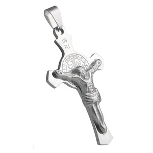 Colgante de <span class=keywords><strong>Cruz</strong></span> de <span class=keywords><strong>San</strong></span> <span class=keywords><strong>Benito</strong></span>, colgante de Color sin decoloración, acero inoxidable, St, <span class=keywords><strong>Benito</strong></span>, para fabricación de rosarios - Product Image 2